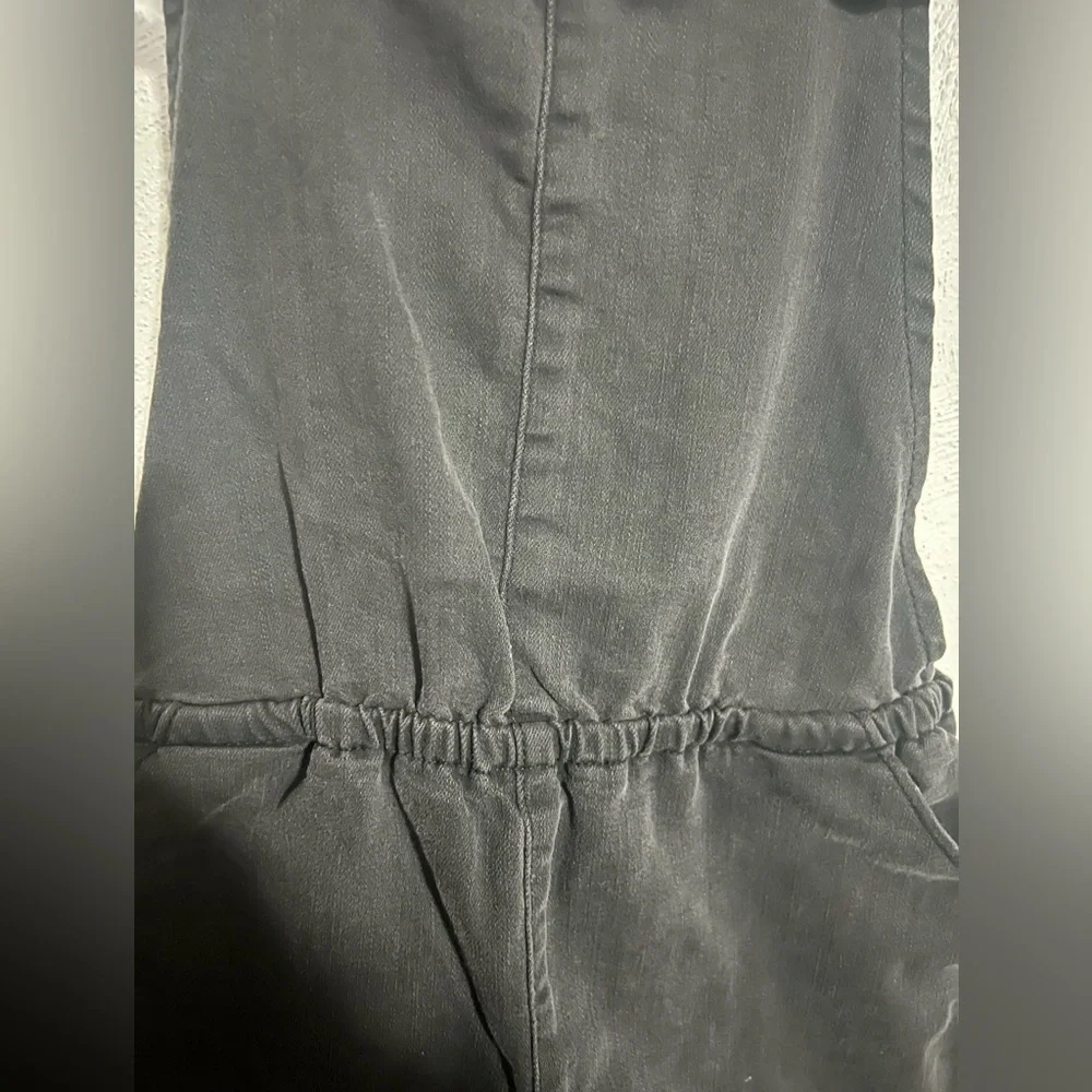 OSHKOSH B'GOSH Classic Denim Bib Overall Shorts Tie Closure Denim Black Girls 14